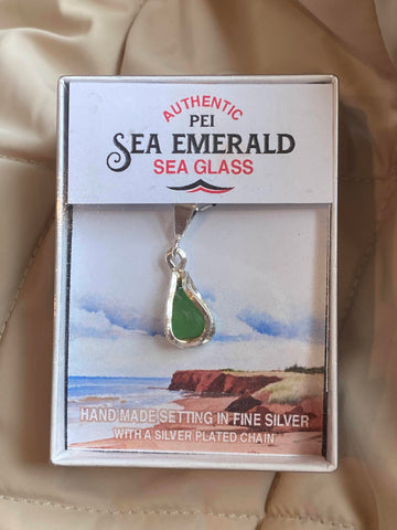 Green Sea Glass Necklace (Shoreline Design)